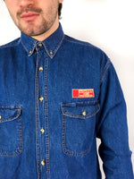90s vintage blue denim shirt, 100% cotton