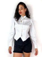 80s vintage polka dot cotton blouse