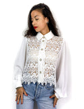 80s vintage blouse, lace bodice