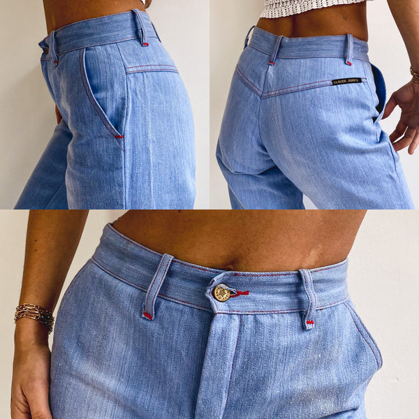 vintage 70s super low super flare distressed denim jeans / vintage bell  bottoms / XS juniors – LuAnne Vintage