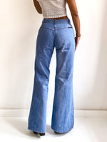 70s vintage light blue washed bell bottom jeans XS-S