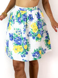 60s vintage high waist floral print skirt