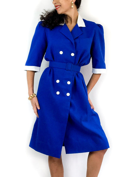 80s vintage buttoned shirt-dress, midi-length