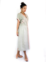 80s vintage raw knit midi dress, short sleeves
