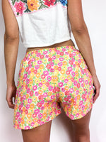 80s/early 90s vintage mini short, bright floral print