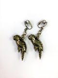 70s vintage silver-toned parrot clip-on earrings 💌 FREE SHIPPING