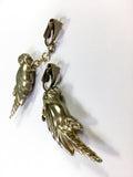 70s vintage silver-toned parrot clip-on earrings 💌 FREE SHIPPING