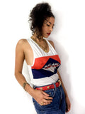 80s vintage Adidas unisex tank top. White with a large red and blue logo.