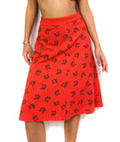 60s/70s vintage midi-length skirt, retro print