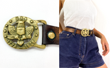 70s vintage leather belt with USA eagle buckle