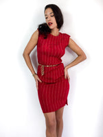70s vintage red and gold Cheongsam dress