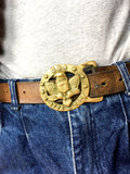 70s vintage leather belt with USA eagle buckle