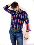 70s/early 80s vintage belt-print striped shirt
