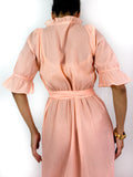 Early 80s vintage night-robe, ruffle at the sleeves and collar