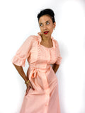 Early 80s vintage night-robe, ruffle at the sleeves and collar