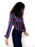 70s/early 80s vintage belt-print striped shirt