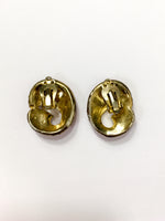 70s/80s vintage clip on earrings, retro swirl 💌 FREE SHIPPING