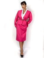 80s bi-color skirt suit