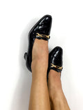 80s vintage black patent pump, faux-crocodile FR37 (UK 4, USA 6)