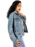 80s vintage up-cycled denim jacket, funky bird collar