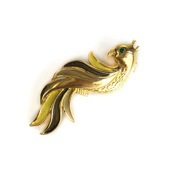 70s vintage art deco-style "Bird of Paradise" pin/brooch 💌 FREE SHIPPING