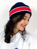 70s/80s navy winter hat, big red stripe