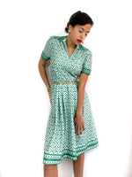70s vintage day dress, short sleeves