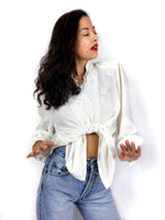 80s vintage blouse, double-breasted, light shoulder pads