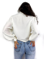80s vintage blouse, double-breasted, light shoulder pads
