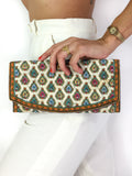 70s vintage off-white quilted "Provençal" clutch/pouch