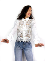80s vintage blouse, lace bodice