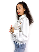 80s vintage blouse, lace bodice
