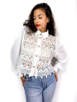 80s vintage blouse, lace bodice