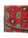 70s vintage dark red quilted "Provençal" clutch/pouch