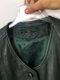 80s/early 90s dark green leather jacket