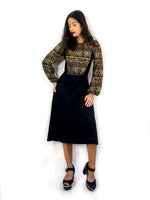 70s vintage bohemian dress, Paisley print