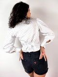 80s vintage polka dot cotton blouse