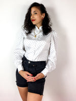 80s vintage polka dot cotton blouse