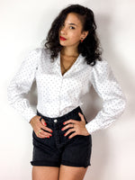 80s vintage polka dot cotton blouse
