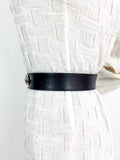 80s/early 90s vintage black leather belt, two-piece strap
