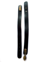 80s/early 90s vintage black leather belt, two-piece strap