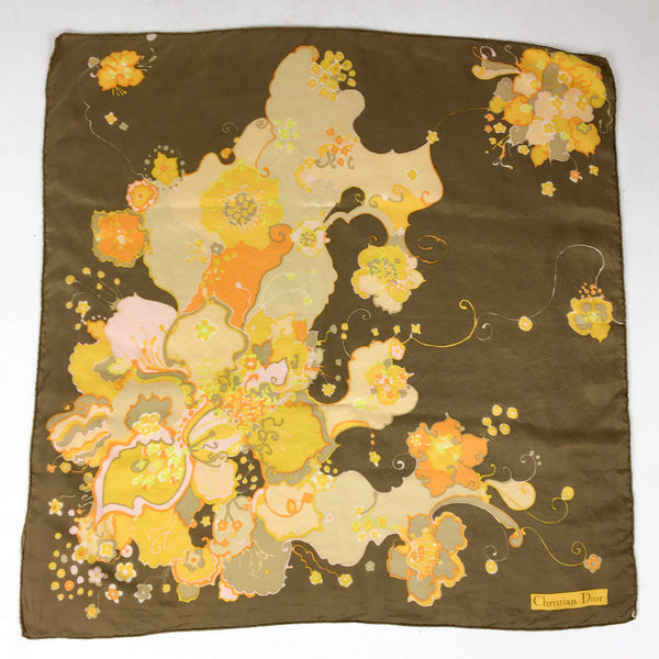 1970s Christian Dior Monogram Silk Scarf