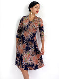 70s vintage floral print chiffon dress