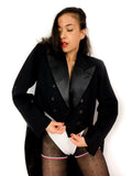 50s vintage black tailcoat, satin collar and buttons