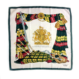 80s vintage silk scarf, Scottish whiskey theme 💌 FREE SHIPPING