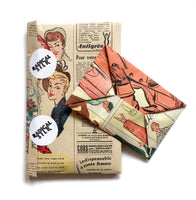 70s vintage retro print navy scarf 💌 FREE SHIPPING