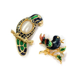 80s vintage pin/brooch duo, tropical birds 💌 FREE SHIPPING