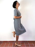 70s vintage grey office dress