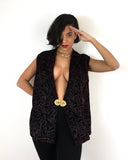 80s vintage sparkling long velvet vest