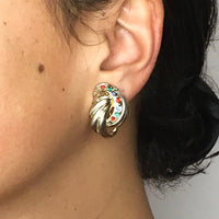 80s vintage clip-ons, multicolored rhinestone 💌 FREE SHIPPING
